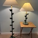 matching dark green leaf design lamps The Villages Florida