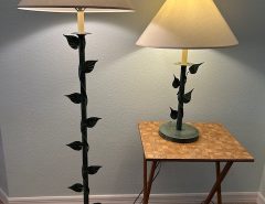 matching dark green leaf design lamps The Villages Florida