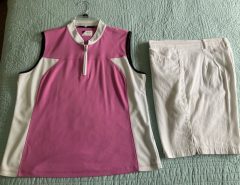 Ladies Izod pink/white golf top size XL, paired with white shorts size 16 The Villages Florida