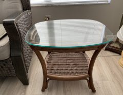 Rattan and Glass end tables The Villages Florida