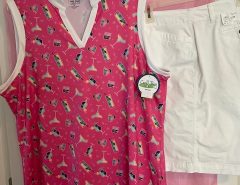 Ladies golf top (NEW), XL/1X, shown with Kim white golf shorts size 16 (will separate) set $30. The Villages Florida