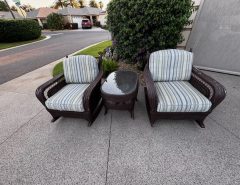 3-piece Solid Wood & Wicker Porch Set….Just Needs Some TLC From You The Villages Florida