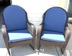 2 Wicker rockers with blue seating and backing The Villages Florida