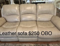 Taupe Leather Power Sofa with usb plug ins The Villages Florida