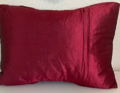 Fancy pillow (NEW, never Used) burgundy/wine satin with decorative accents $15. The Villages Florida