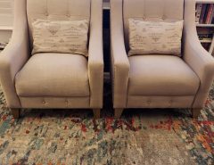 TWO ARM CHAIRS WITH NAIL HEAD TRIM AND ACCENT LUMBAR PILLOWS The Villages Florida