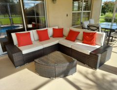 Lanai Sectional/Table, Dining Set and Chaise Lounges The Villages Florida
