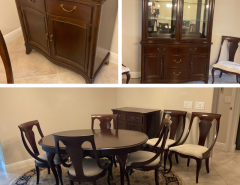 American Drew dining set with 6 chairs, buffet and China cabinet. All 9 pieces for $400. The Villages Florida