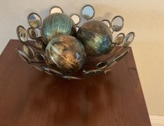 Beautiful Mirrored Bowl with 3 shiny Spheres, great foyer decor $25. The Villages Florida