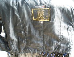 UNIK Black Blue Flowers Leather Motorcycle Jacket Women’s S Fringe Beads The Villages Florida