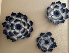 Set of 3 Blue & White Metal Wall Flowers The Villages Florida